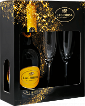 Просекко La Gioiosa Prosecco DOC in gift box with two glasses